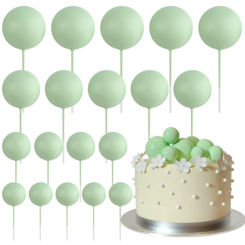 Foam ball cake topper light green finish sphere picks with insertion wire