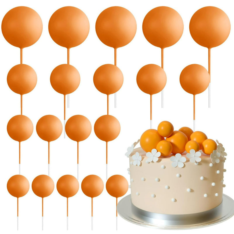 Foam ball cake topper orange finish sphere picks with insertion wire