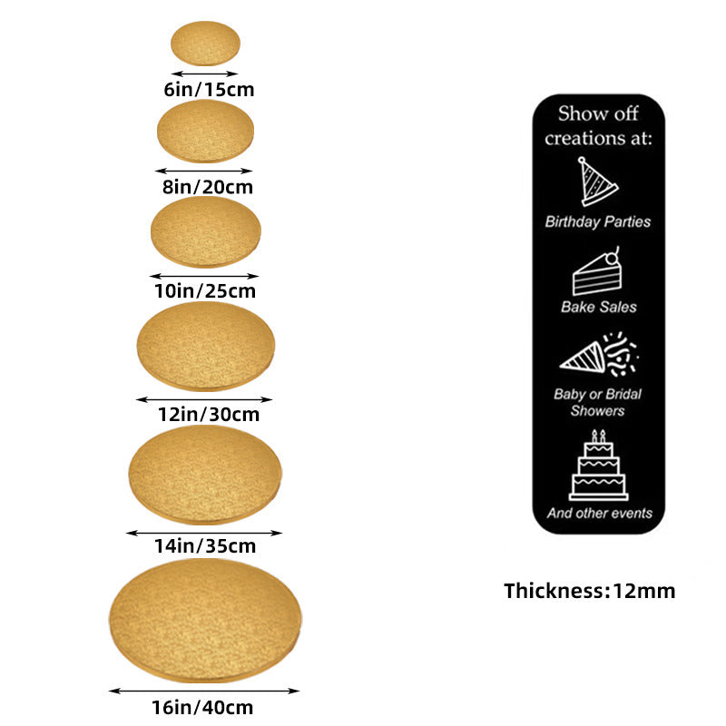 Round cake drum - 6 to 16 inch size and 12mm thickness specifications