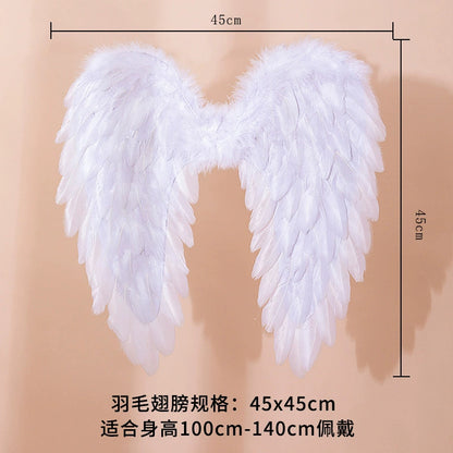 Feather angel wings white 45x45cm size display