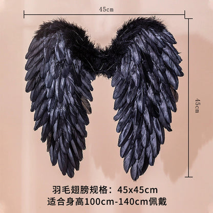 Feather angel wings black 45x45cm size display