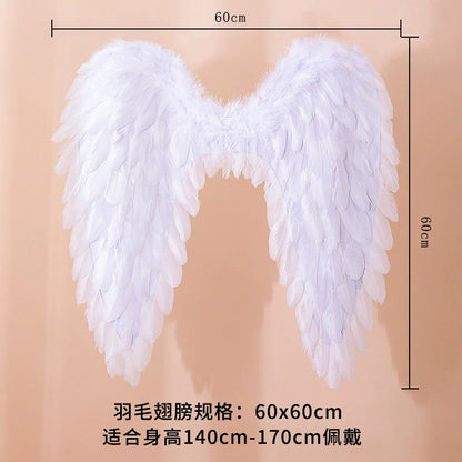 Feather angel wings white 60x60cm size display