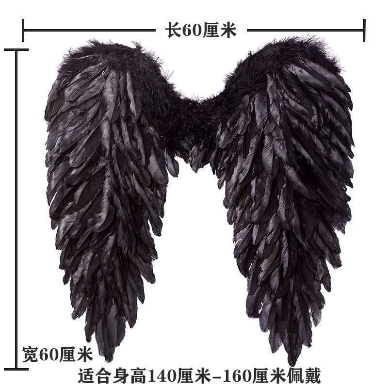 Feather angel wings black 60x60cm size display