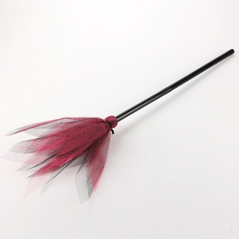Witch Broomstick Prop | Detachable Hard Mesh Broom for Halloween Cosplay | 80cm