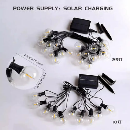 G40 Outdoor Fairy Lights 25 Bulbs, Waterproof LED String Lights for Christmas Halloween Party Camping Decor, EU/US Plug