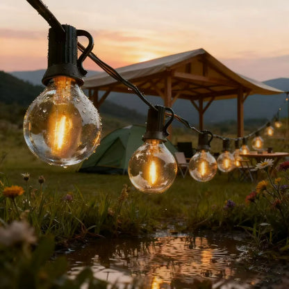 G40 Outdoor Fairy Lights 25 Bulbs, Waterproof LED String Lights for Christmas Halloween Party Camping Decor, EU/US Plug