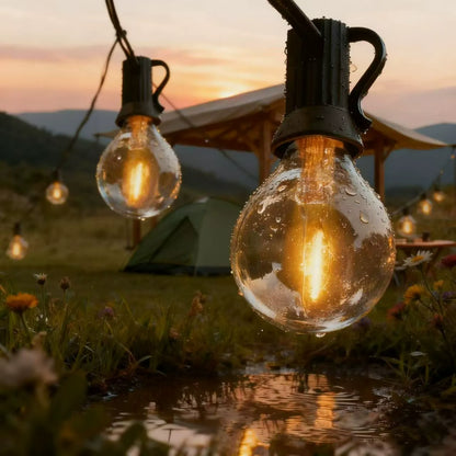G40 Outdoor Fairy Lights 25 Bulbs, Waterproof LED String Lights for Christmas Halloween Party Camping Decor, EU/US Plug