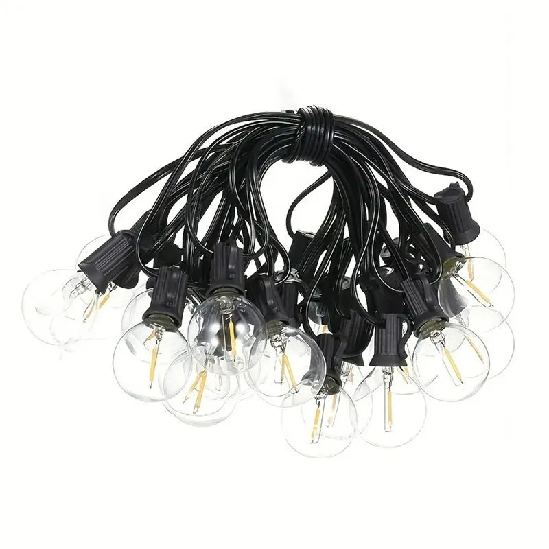 G40 Outdoor Fairy Lights 25 Bulbs, Waterproof LED String Lights for Christmas Halloween Party Camping Decor, EU/US Plug