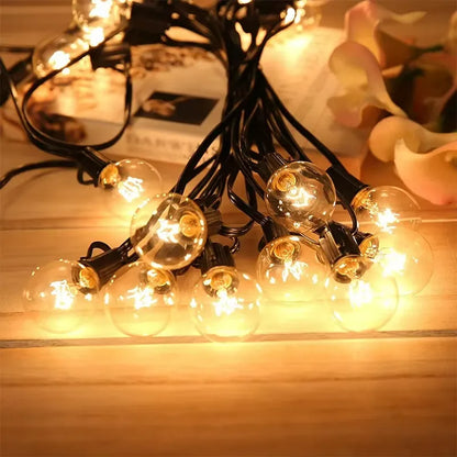 G40 Outdoor Fairy Lights 25 Bulbs, Waterproof LED String Lights for Christmas Halloween Party Camping Decor, EU/US Plug