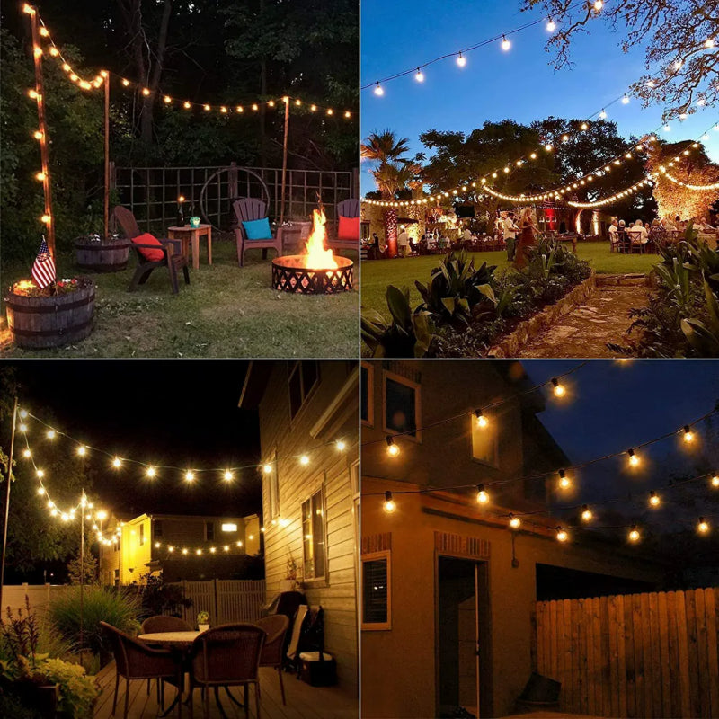 G40 Outdoor Fairy Lights 25 Bulbs, Waterproof LED String Lights for Christmas Halloween Party Camping Decor, EU/US Plug