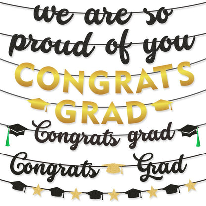 Graduation Party Banner & Garland | Mortarboard & Alphabet Bunting | Bulk Custom