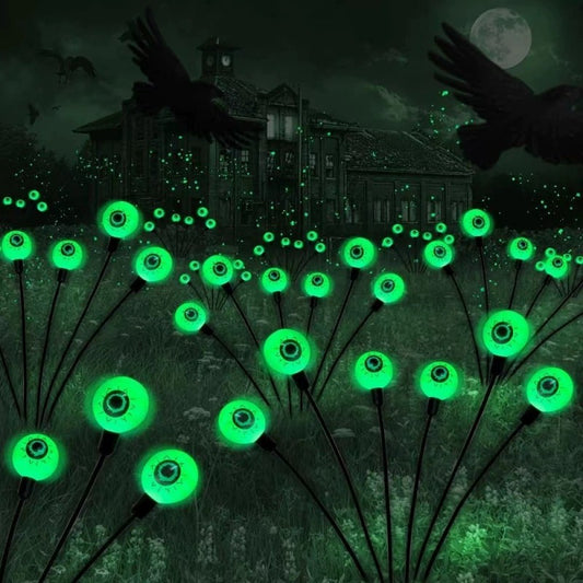 6-Head Ghost Eye Solar Ground Stake Light – Spooky Eyeball Lamp for Yard, Lawn, Pathway, Halloween Graveyard & Xmas Winter Wonderland