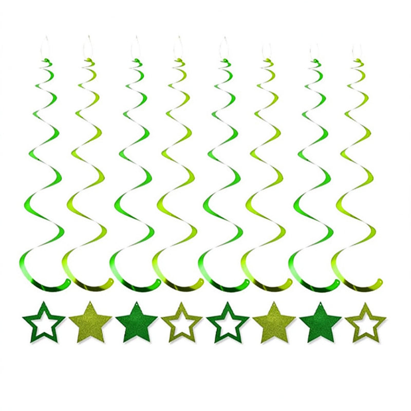 Star hanging swirls dark green and lime green spiral coils