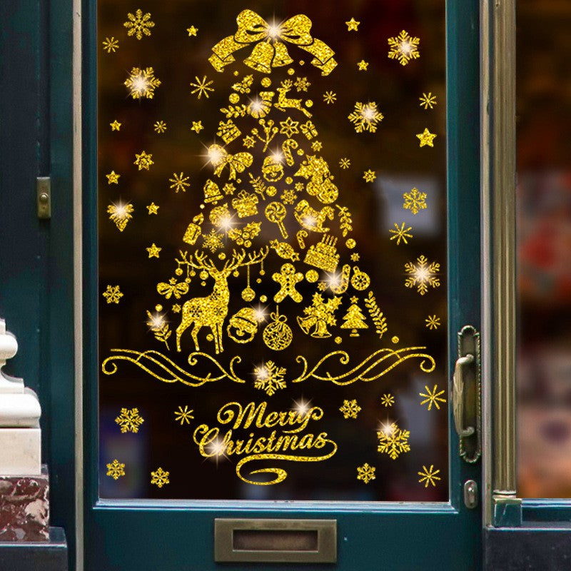 Christmas Static Cling Snowflake Decals – Festive Window Stickers for Glass, Sliding Doors, Office & Store Holiday Decor (Glitter Tree, Snowman, Solid Snowflake – 2 or 4 Pack, 20x30cm to 35x50cm)