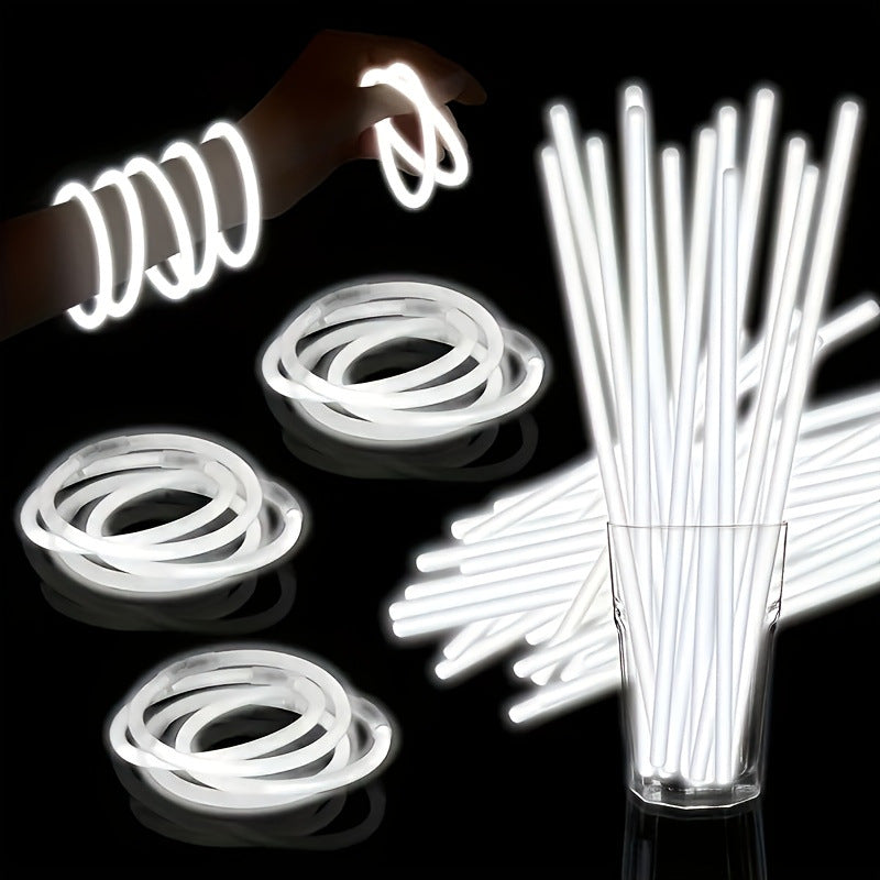 100 Pcs 8" Glow Sticks Bulk Party Pack, Neon Light Up Bracelets & Necklaces with Connectors for Concert, Halloween & Birthday