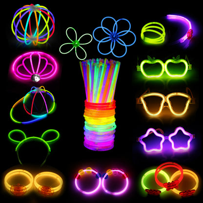 100 Pcs 8" Glow Sticks Bulk Party Pack, Neon Light Up Bracelets & Necklaces with Connectors for Concert, Halloween & Birthday