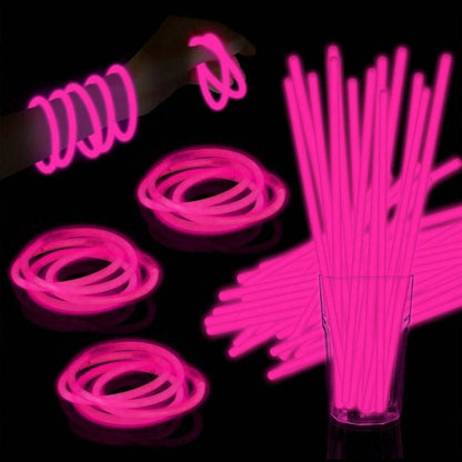 100 Pcs 8" Glow Sticks Bulk Party Pack, Neon Light Up Bracelets & Necklaces with Connectors for Concert, Halloween & Birthday