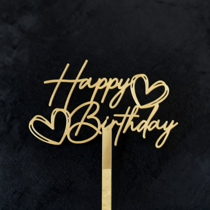 Gold acrylic cake topper minimalist cursive with small corner heart 10cm width