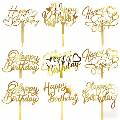 Gold acrylic cake topper laser-cut motif variety display