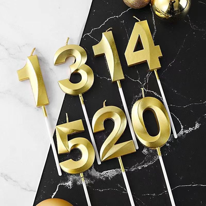 Gold Number & Letter Birthday Candles – Age Marker Candles for Cake Decor, Baking Supplies & Party Essentials