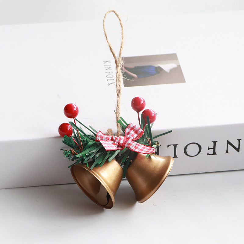 Double Trumpet Bell Ornament – Metal Jingle Bell for Christmas Tree, Window Display & DIY Craft Hanging Decor (White/Red/Green/Gold)