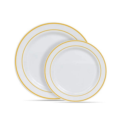 Disposable PS Dinner Plates 6-10.25 Inch - Gold Rim, Food Grade & Rose Gold Finish