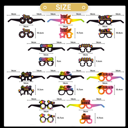 Graduation Party Paper Glasses | 10pcs Photo Booth Props | 2026 Colorful Designs