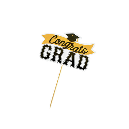 Graduation cake topper black mortarboard with yellow ribbon Congrats Grad
