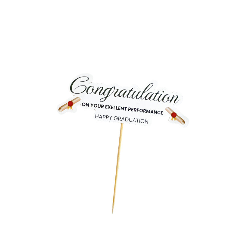Graduation cake topper horizontal script Congratulations on your excellent performance