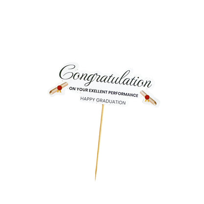Graduation cake topper horizontal script Congratulations on your excellent performance