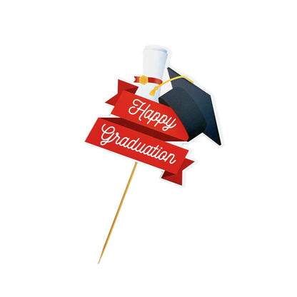 Graduation cake topper diploma scroll red ribbon banner Happy Graduation