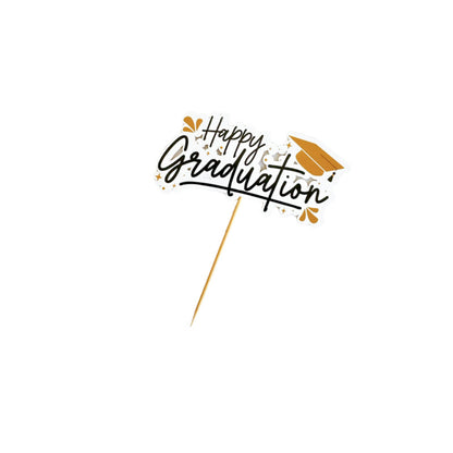 Graduation cake topper script calligraphy Happy Graduation with mini mortarboard