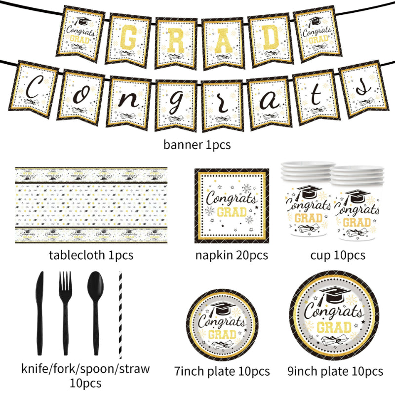 Graduation party tableware 10-piece banquet dining set component breakdown diagram