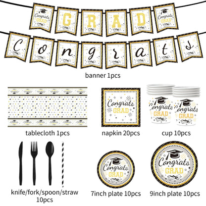 Graduation party tableware 10-piece banquet dining set component breakdown diagram