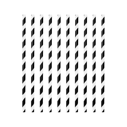 Graduation party tableware striped paper straws arranged in vertical rows