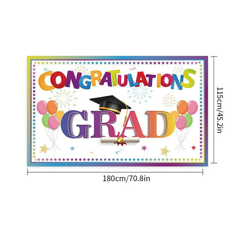 2026 Graduation Banner Backdrop | Customizable Polyester Fabric Banner for Party Decoration