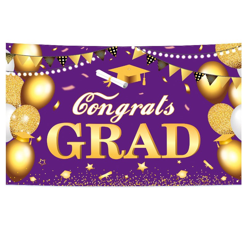 2026 Graduation Banner Backdrop | Customizable Polyester Fabric Banner for Party Decoration