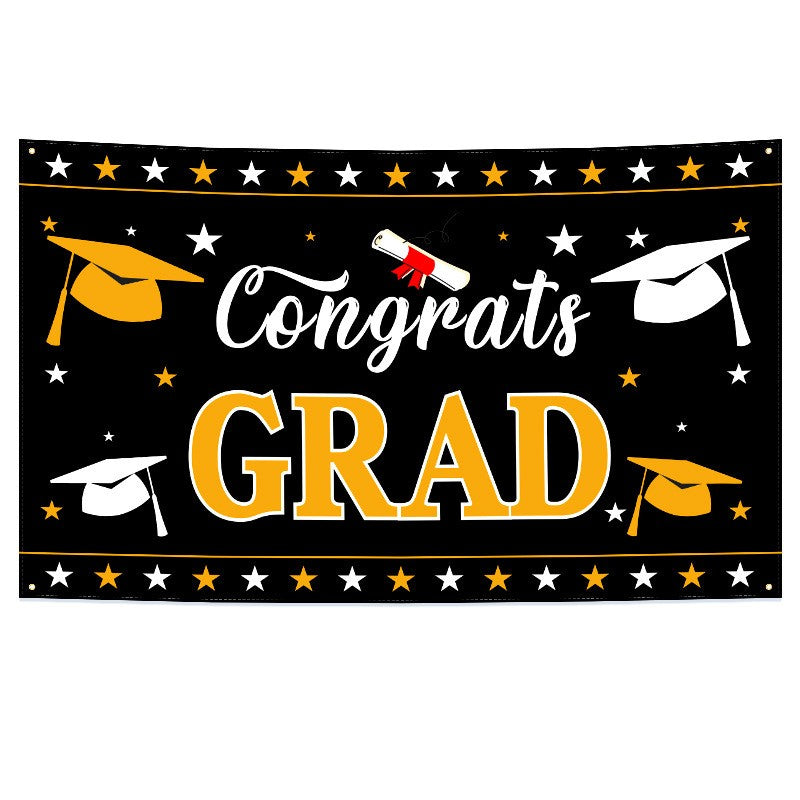2026 Graduation Banner Backdrop | Customizable Polyester Fabric Banner for Party Decoration