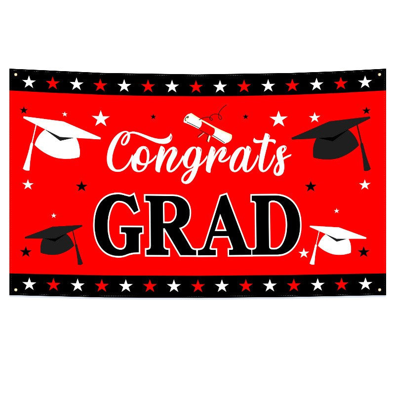 2026 Graduation Banner Backdrop | Customizable Polyester Fabric Banner for Party Decoration