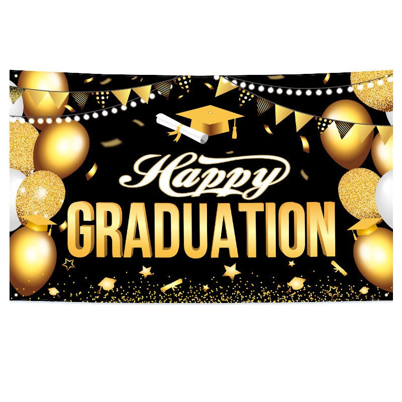 2026 Graduation Banner Backdrop | Customizable Polyester Fabric Banner for Party Decoration