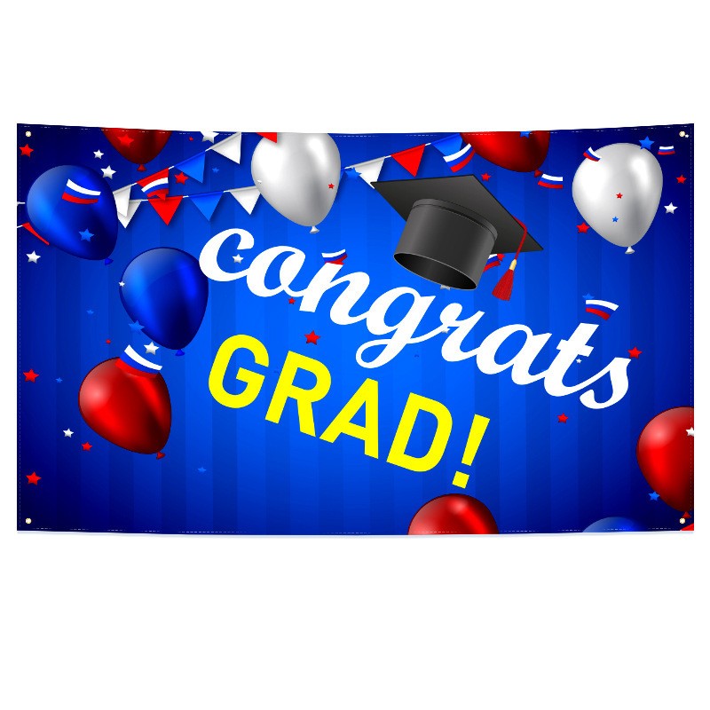 2026 Graduation Banner Backdrop | Customizable Polyester Fabric Banner for Party Decoration