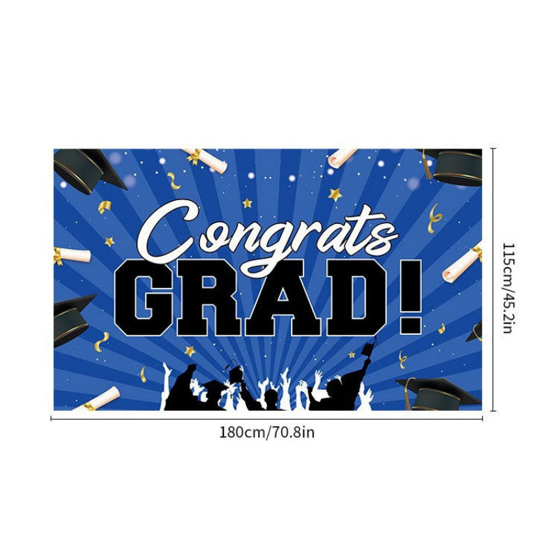 2026 Graduation Banner Backdrop | Customizable Polyester Fabric Banner for Party Decoration