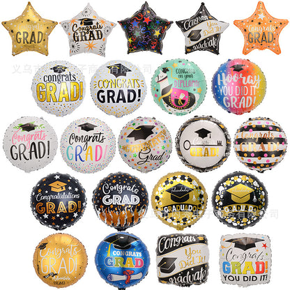 Graduation Foil Balloons – Mortarboard Cartoon Mylar Balloons for Grad Party, Ceremony & Celebration Decor