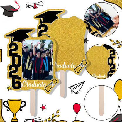 Graduation Handheld Signs & Photo Props | 12pcs per Set | Fan Shape Party Decor