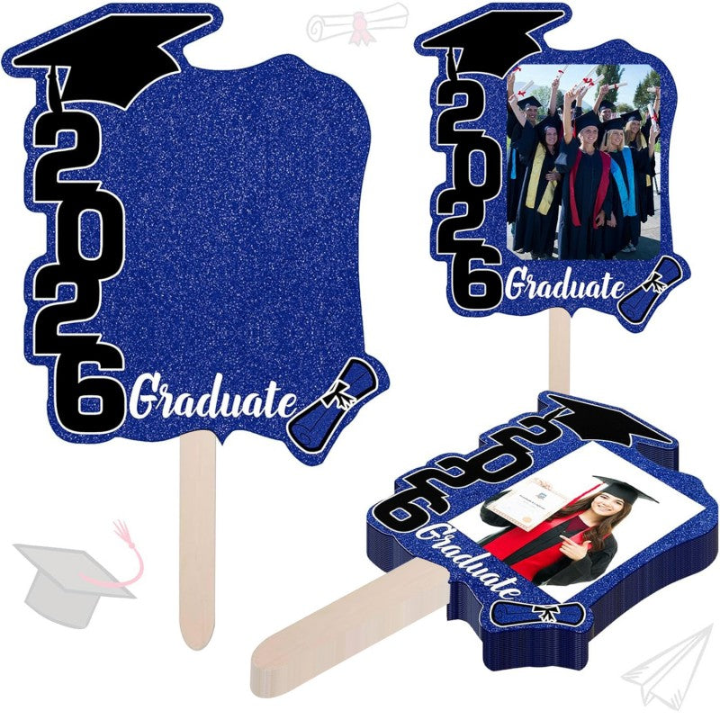 Graduation Handheld Signs & Photo Props | 12pcs per Set | Fan Shape Party Decor