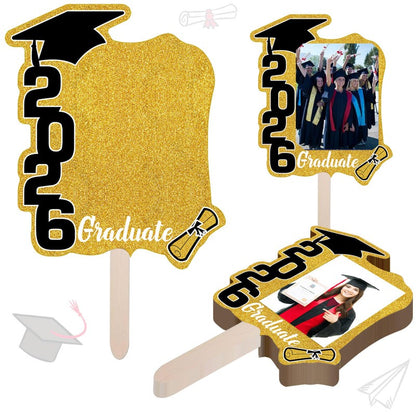 Graduation Handheld Signs & Photo Props | 12pcs per Set | Fan Shape Party Decor