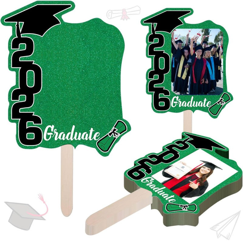 Graduation Handheld Signs & Photo Props | 12pcs per Set | Fan Shape Party Decor