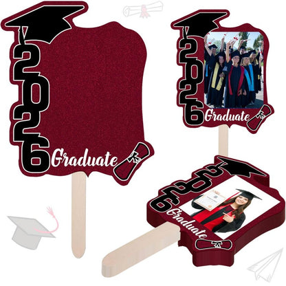 Graduation Handheld Signs & Photo Props | 12pcs per Set | Fan Shape Party Decor