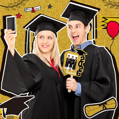 Graduation Handheld Signs & Photo Props | 12pcs per Set | Fan Shape Party Decor
