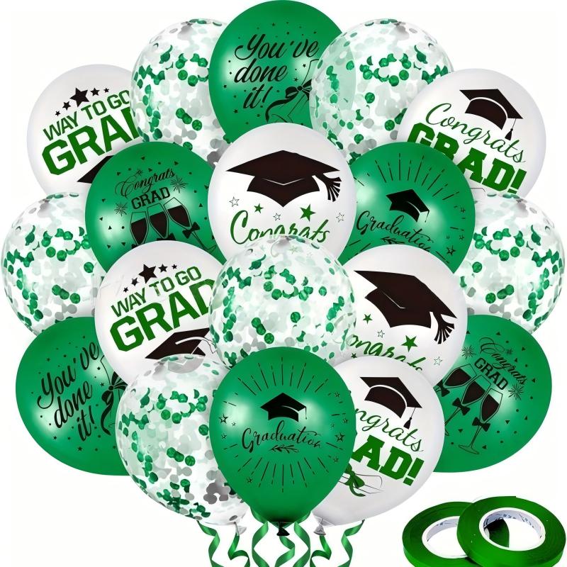 Graduation Balloon Set | Black & Gold Theme 50pcs | 12" Confetti & Chrome Balloons